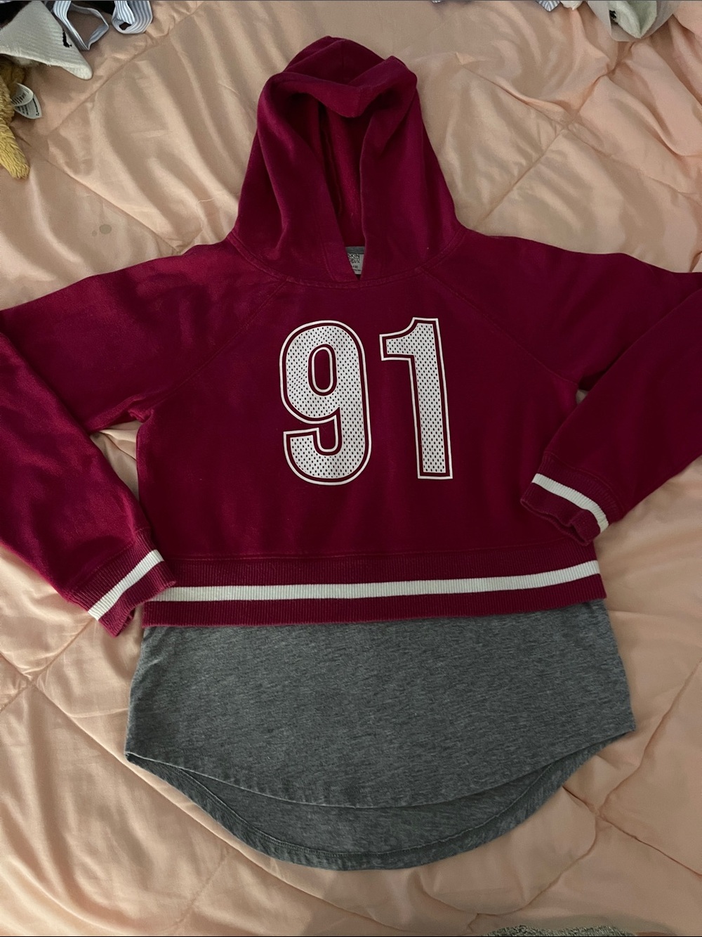 Danskin Fleece Jacket in Deep Pink with Gray Trim
